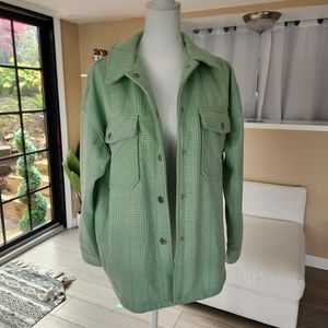 Forever 21 Women Urban Coat Blazer Green Mid Length  Button Regular Fit size S